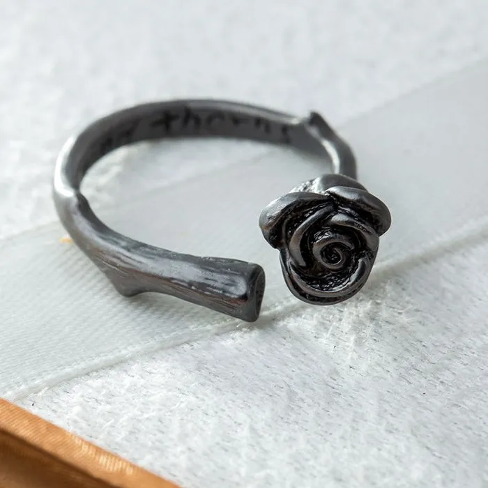 Authentic 2017 Vintage Rose Rings I don't Mind Thorns Anti Sliver Opeming Adjustable Ring Jewelry for Women L0348