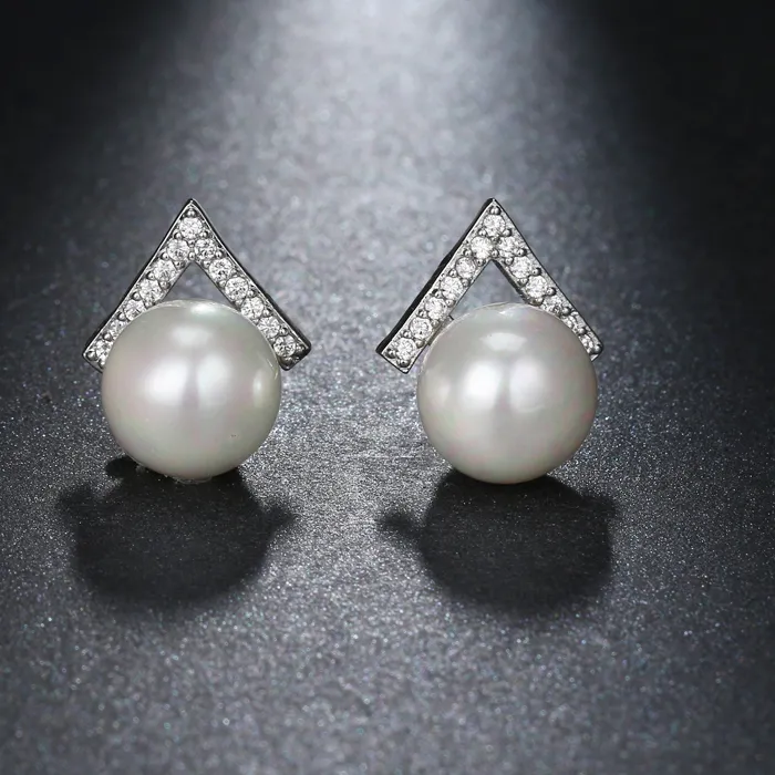 Authentic EMMAYA Pearl Earring 2017 Top Quality Crystal CZ Crystal Hot Sale Stud Earrings Jewelry For Women Lady