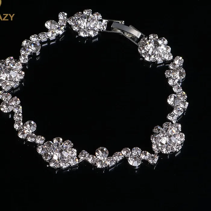 Authentic TREAZY Elegant Crystal Bracelets For Women Silver Color Bracelets & Bangles Femme Bridal Wedding Jewelry 2017 Brca