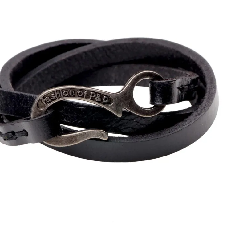 Authentic JANEYACY 2017 Leather Men Bracelet Jewelry Man Anchor Bracelet Wristband Charm Braclet For Male Accessories Hand Cuff