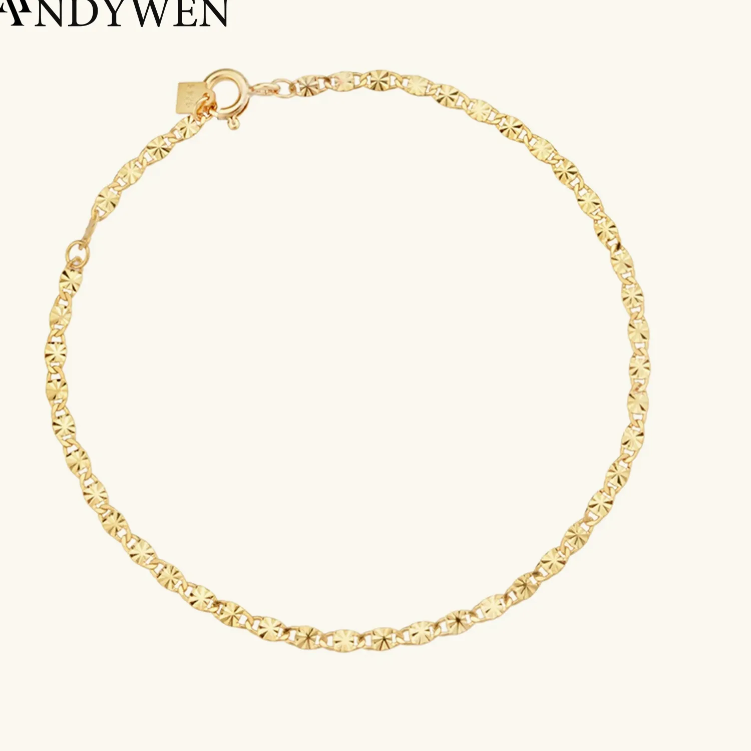 Authentic ANDYWEN 2020 New 925 Sterling Silver Gold Wave Locker Chain Bracelet Women Luxury Jewelry 2021 Women Wedding Rock Punk Bangle