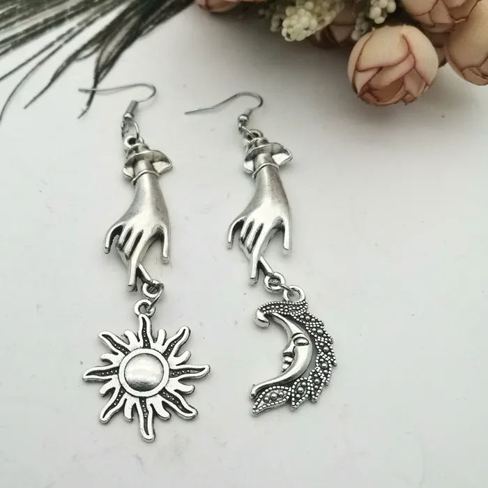 Authentic Cosmic Harmony Earrings: Celestial Balance of Sun and Moon