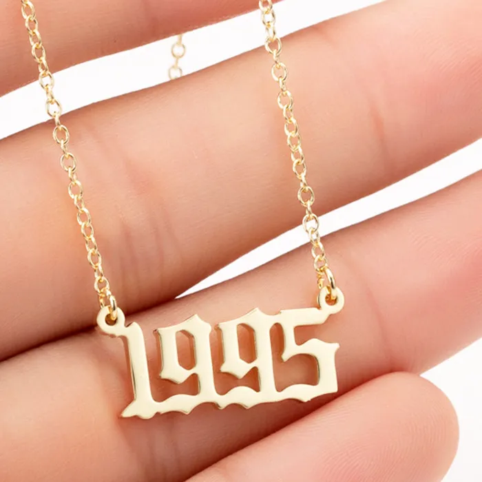 Authentic Special Date Year Number Necklace Women Men The Shape of 1995 1996 1998 1999 Pendant Necklaces Personalize Collares 2021
