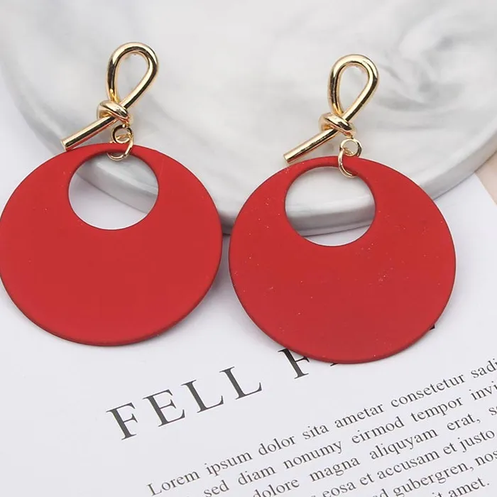Authentic Women Statement Earrings Red Black White Green Gold Irregular Big Round Circle Geometric Earrings Punk Drop Earring Jewelry 2020