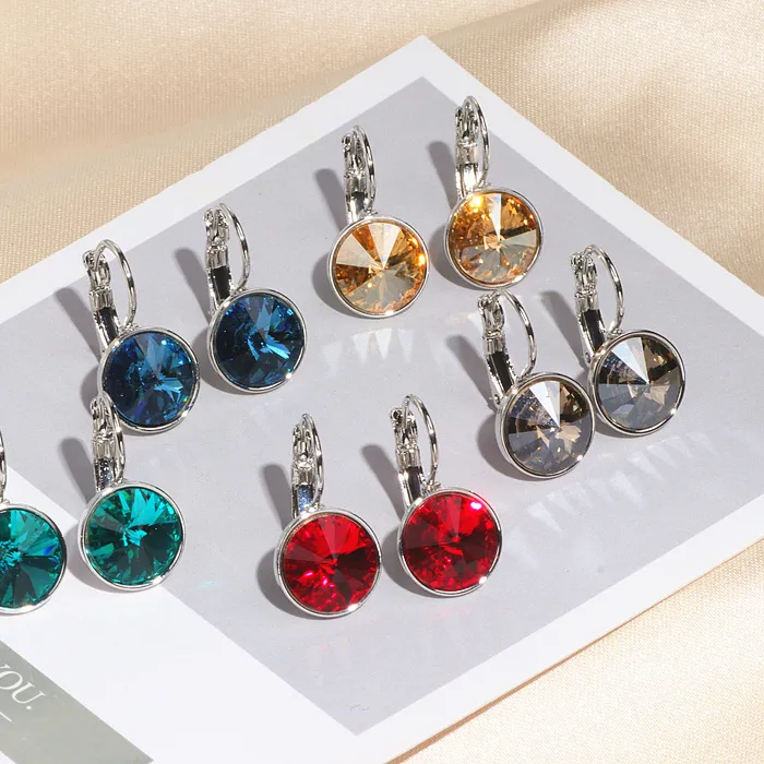 Authentic Classic Romantic Jewelry Round Clear Crystal Drop Earrings For Women Elegant Wedding Party Earrings Brincos Jewelry Bijoux 2020