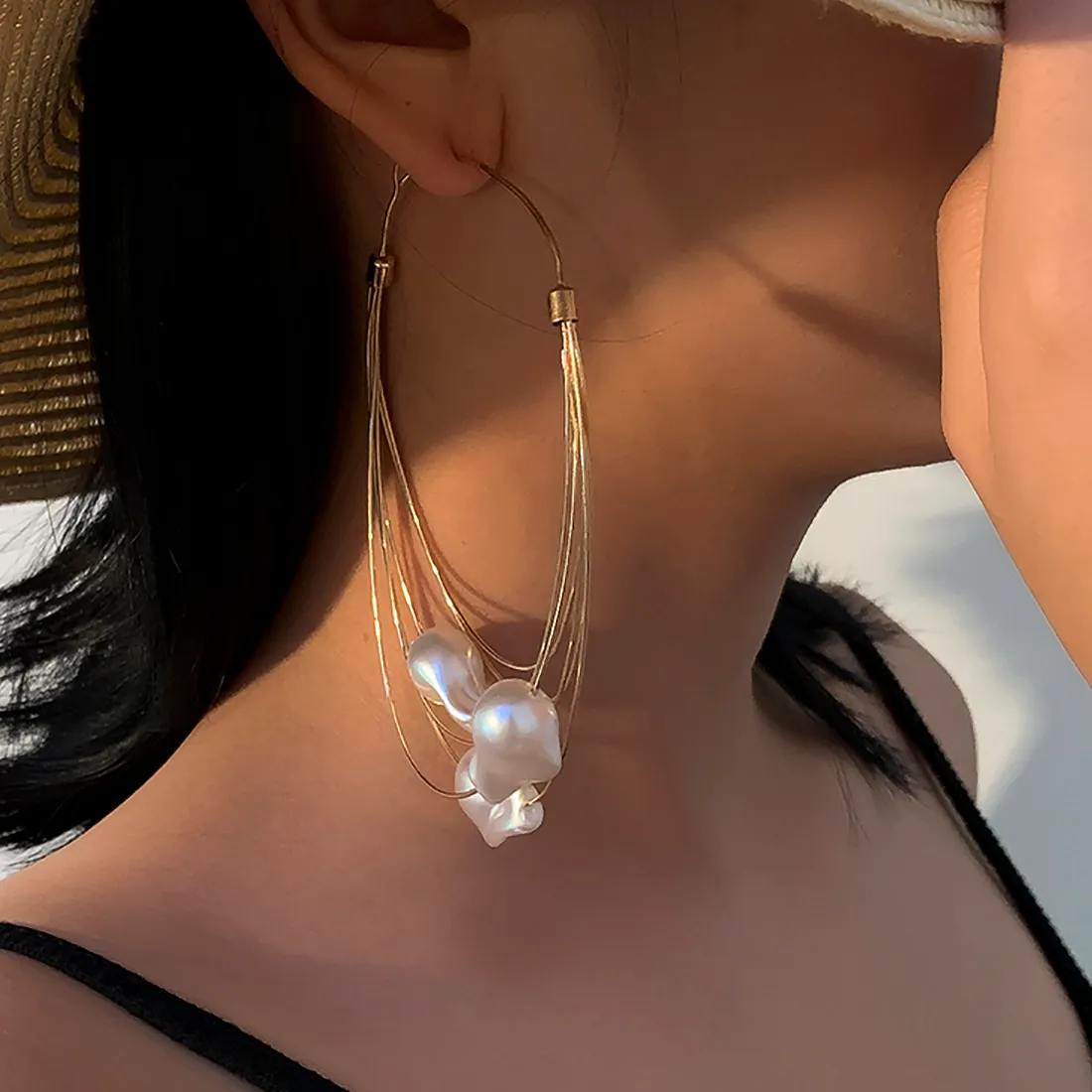 Authentic Imitation Pearl Big Hoop Earrings for Women Layered Large Circle Earrings 2020 Fashion Jewelry Trendy Wedding Earing Korean Girl