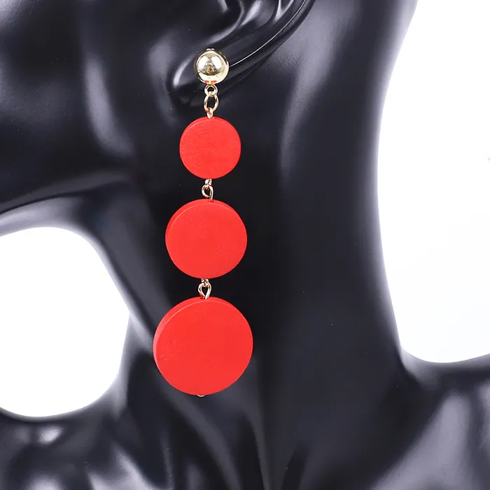 Authentic 2020 Drop Earrings Fashion Jewelry Wood Earrings For Women Red Long Earrings Bohemia Kpop Girls Dangle Gold Earring Wholesale CC