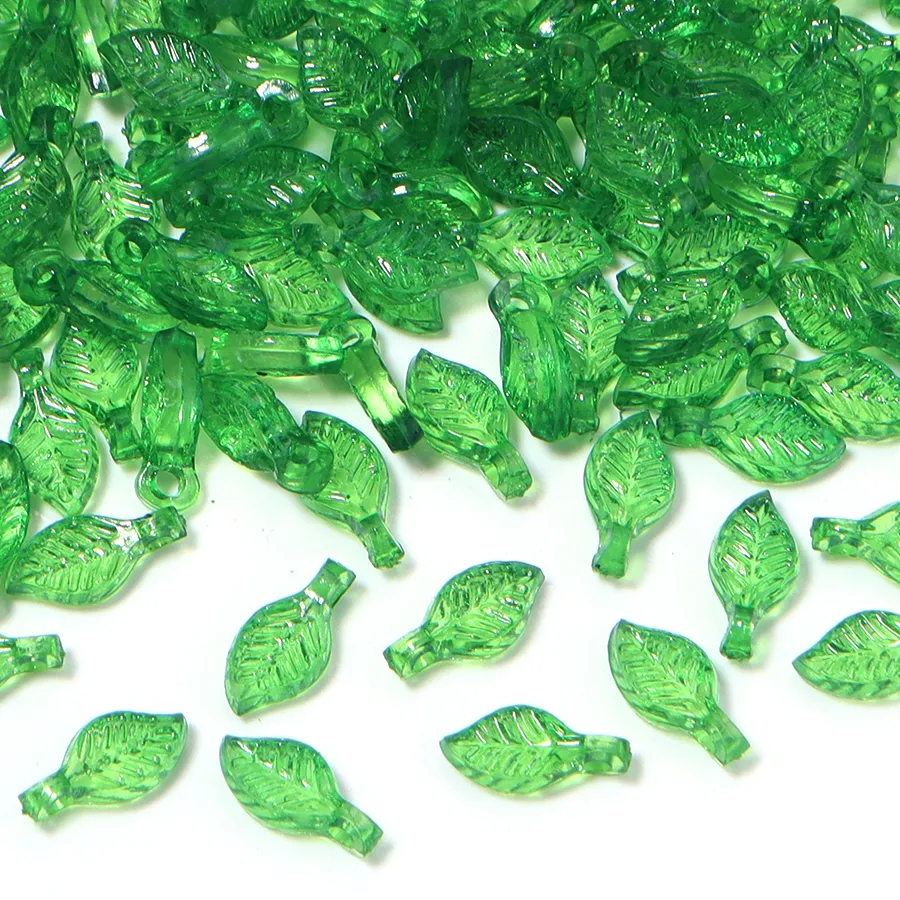 Authentic 200pcs/lot Green Leaves Glass Beads Pendant Leaf Crystal Charms For SIY Jewelry Making Earrings Necklace Accessories