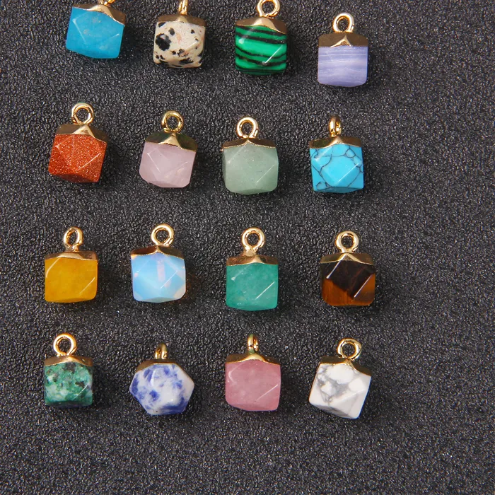 Authentic 5PCS Natural Stone Quartz Crystal Pendant 11x9mm Green Malachite Opal Jades Beads Charms for Jewelry Making DIY Necklace