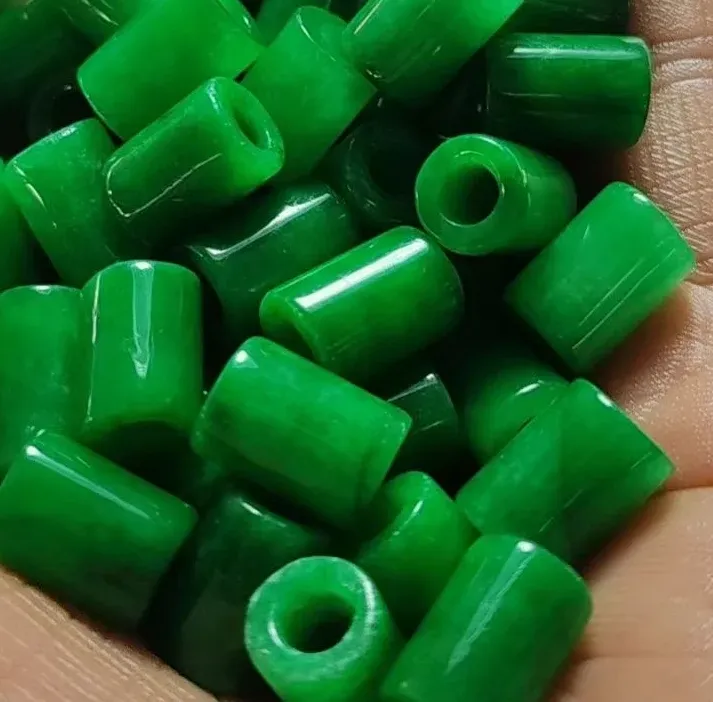 Authentic Emerald Harmony: 5pc Natural Green Jade Beads for Balance and Inner Peace