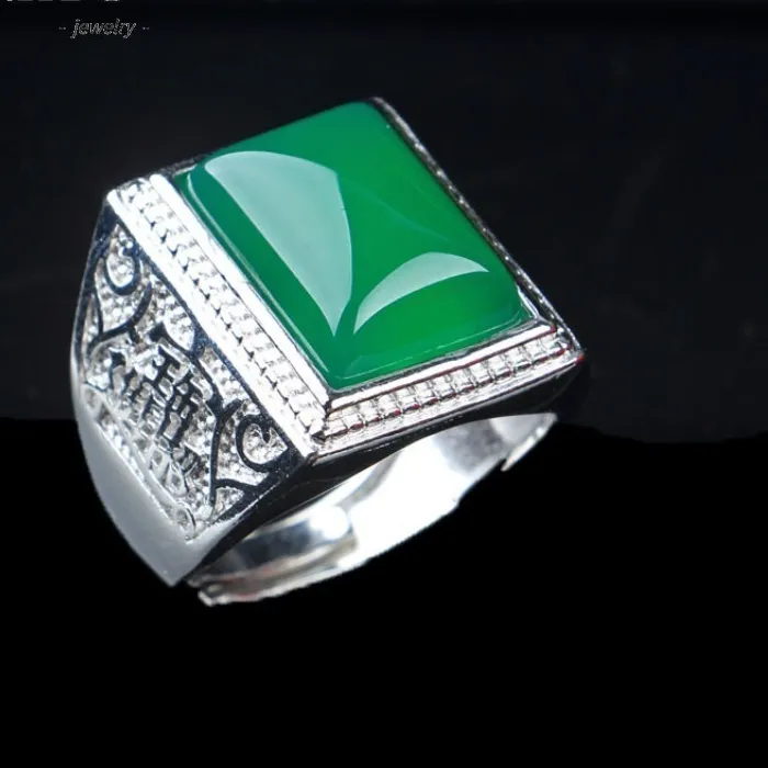 Authentic The Verdant Guardian Ring- Sterling Silver & Green Agate Talisman
