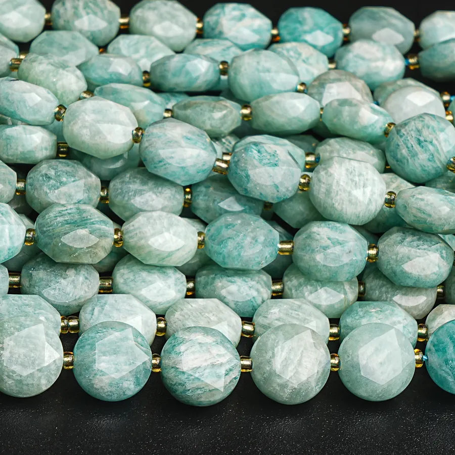 Authentic Teal Blue Green Amazonite Star of David Cut Gemstone Beads with Spacer Beads Premium Round Healing Crystals for Jewelry-Making