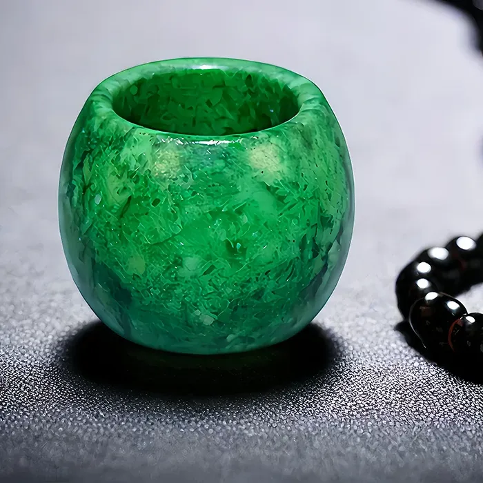 Authentic 22mm Green Real Jade Rings for Women Accessories Luxury Designer Stone Vintage Jasper Talismans Amulet Natural Jewelry