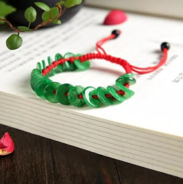 Authentic Sacred Jade Coin Bangle- Ancient Guardian Of Prosperity And Heart Harmony