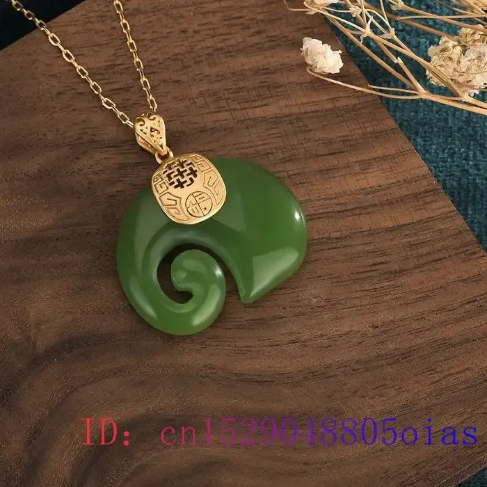 Authentic Green Jade Elephant Pendant Gemstone Amulet Chalcedony Chinese Women Gifts Natural Lucky Charm Necklace Jewelry