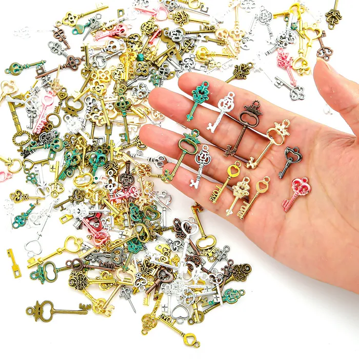 Authentic Mixed 20pcs/lot Vintage Bronze Silver Lock Key Charms Pendant Earring DIY Necklace Charms Jewelry Making Accessories