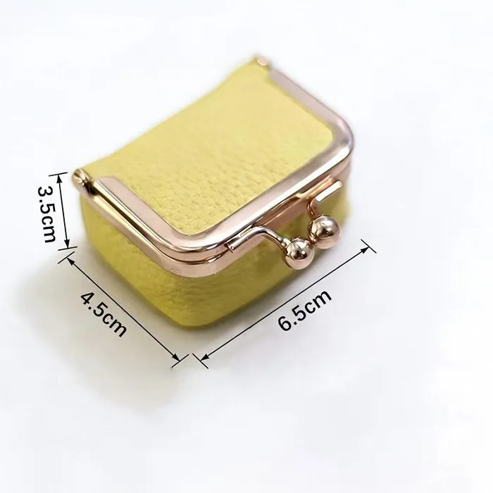 Authentic Mini Small Item Bag Jewelry Bag Square Keys Lipsticks Earrings PU Leather Kiss Lock Coin Purse Solid Color Multifunctional