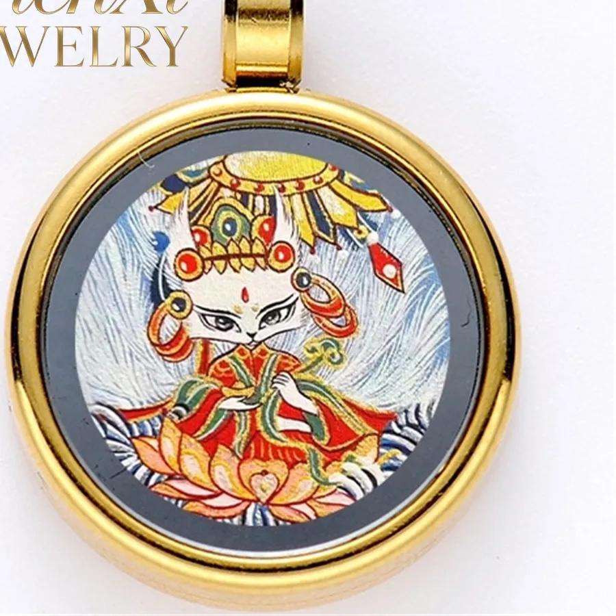 Authentic Zakiram Four-Armed Avalokiteshvara, Manjushri Bodhisattva, Miniature, Gau Box, Small Thangka Pendant Luxury Exquisite Jewelry