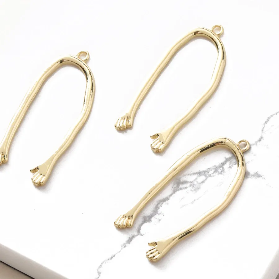 Authentic 4PCS Double Arm Creative Design Pendant DIY Earrings Eardrop for Jewelry Findings Components Hand Made Zinc Alloy Accessories