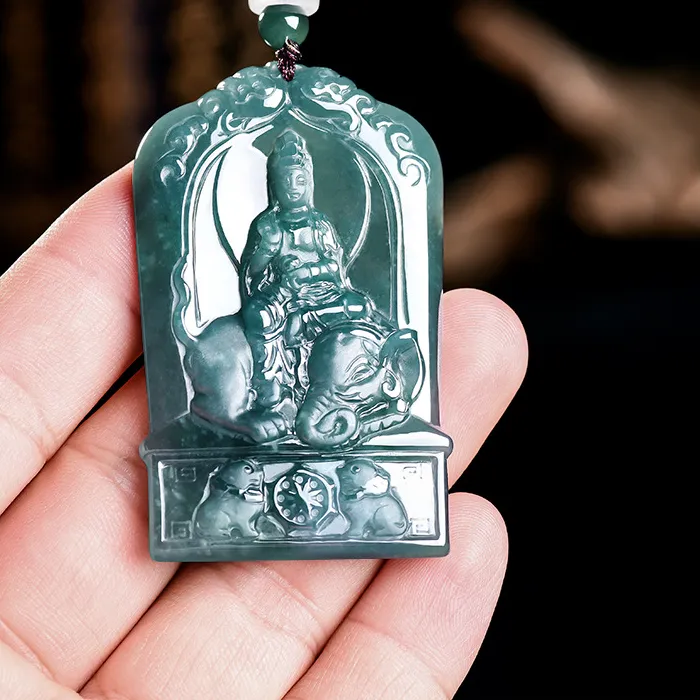 Authentic Natural Burmese Jadeite Guanyin Pendant Necklace Charm Jewelry Designer Vintage Luxury Gemstone Real Jade Gifts for Women