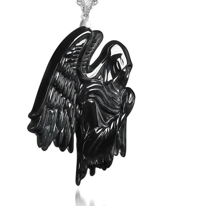 Authentic S925 Silver Natural Real Emerald Black Chicken Color Night Angel Pendant Necklace Jewelry Charm Certificate