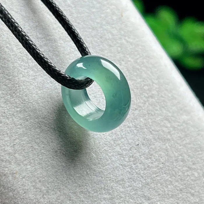 Authentic Natural Emerald Blue Water Lucky Bead Ring Pendant Myanmar Jadeite Necklace Jewelry Charm Designer Luxury Vintage Certificate