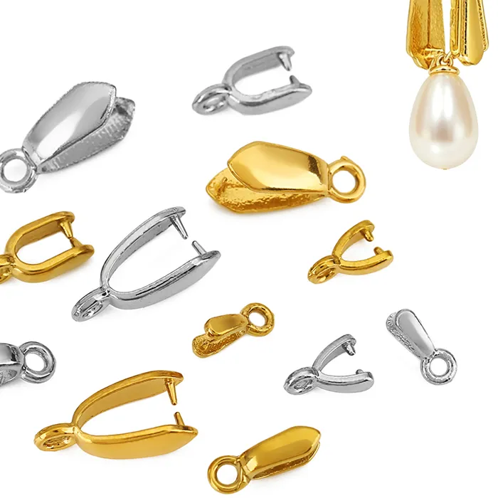 Authentic 5pcs Pendants Connectors Pinch Clips Bails PVD Never Fade Necklace Charm Clasps Pendants Hooks Jewelry Supplies