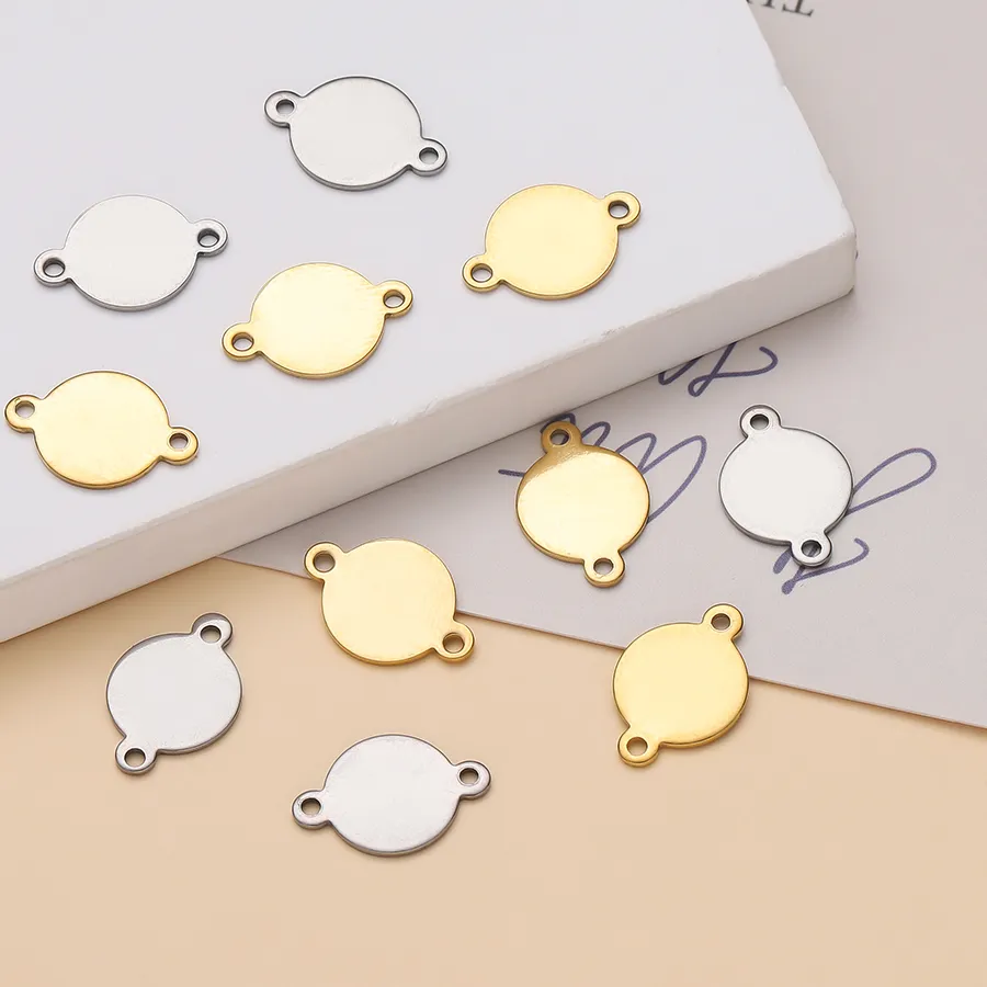 Authentic 10/20Piece/Pack Dog Tag Double Hole Hexagon Charms Pendants For DIY Necklace Jewelry Making Accessories