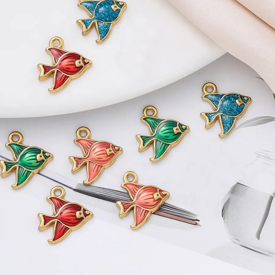 Authentic 2Piece/Pack Small Fish Shape Charms Pendants for Necklace Bracelets Jewelry Making Supplies Accessories