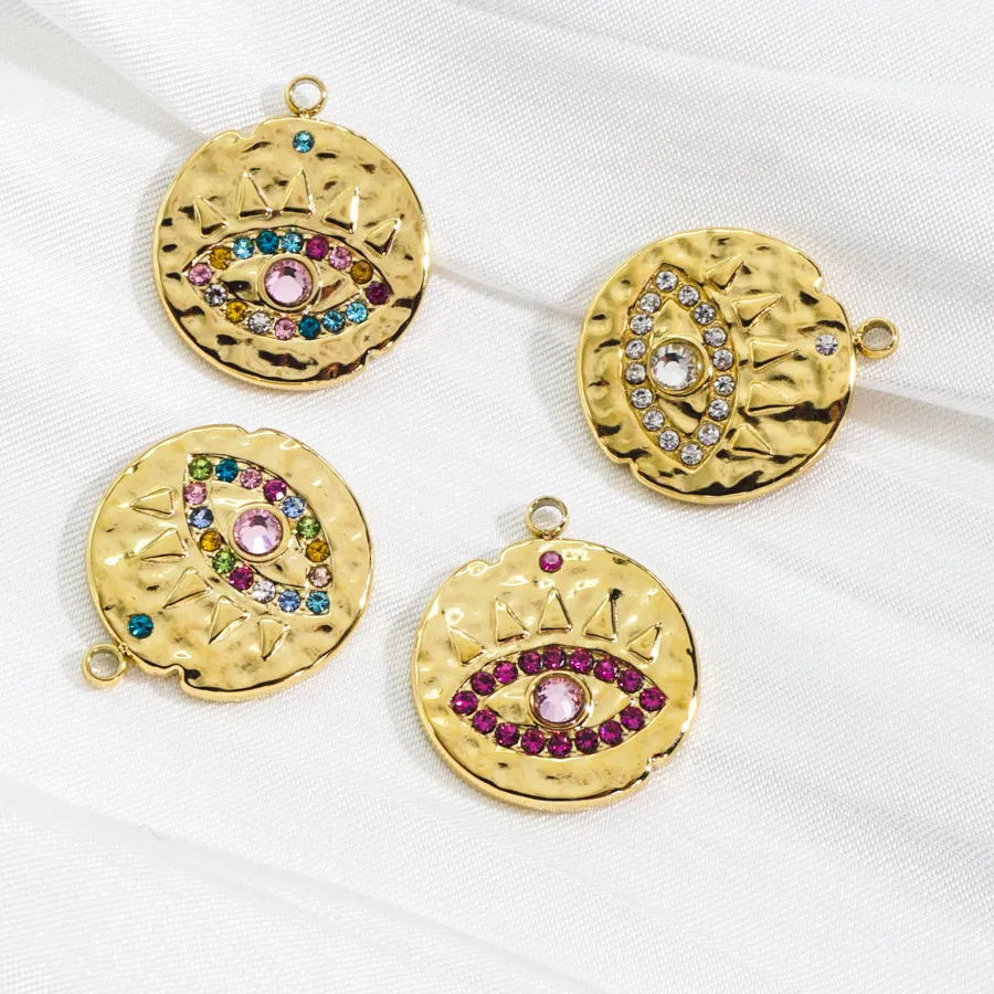 Authentic 5Pcs Colorful Zircon Eye Pendant Fine Polishing Charms for DIY Jewelry Necklace Bracelet Accessories