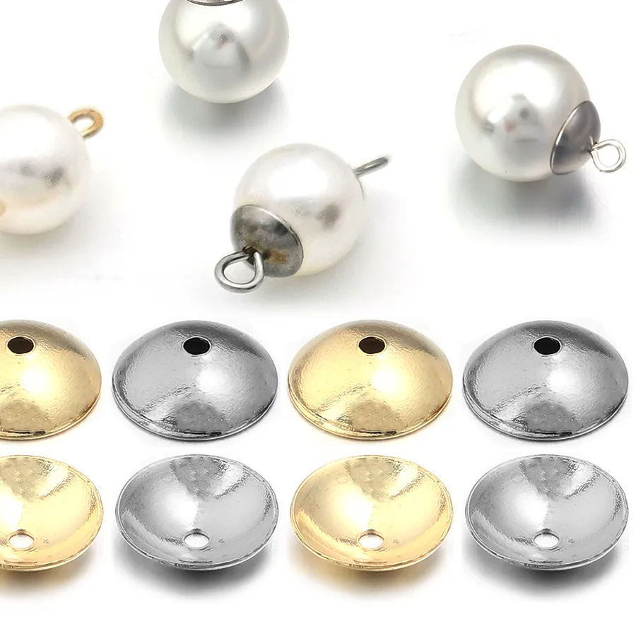 Authentic 50-100pcs/lot Round Bead Caps Pearl Beads Ball Tip Cover Spacer For Jewelry Making DIY Accessories Supplies