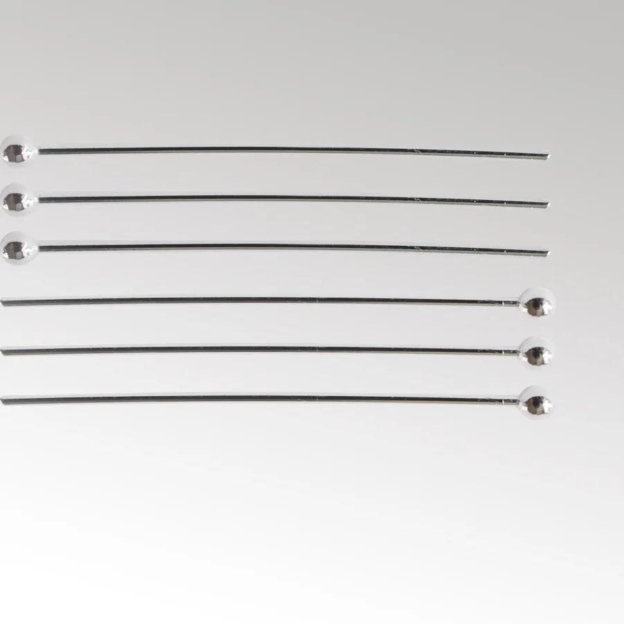 Authentic 925 Sterling Silver Ball Head Pins For Jewelry Making, Silver Round Bead Head Pins, Silver Findings Head Ball Pins