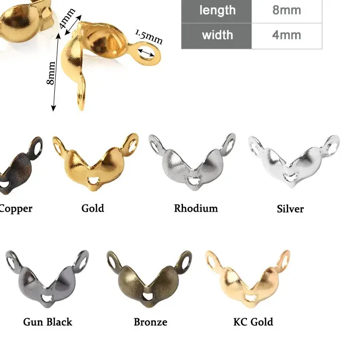 Authentic 200pcs/lot Connector Clasps Fitting 4*8mm Ball Chain End Crimp Beads Caps Findings For Jewelry Making Accessories Supplies DIY