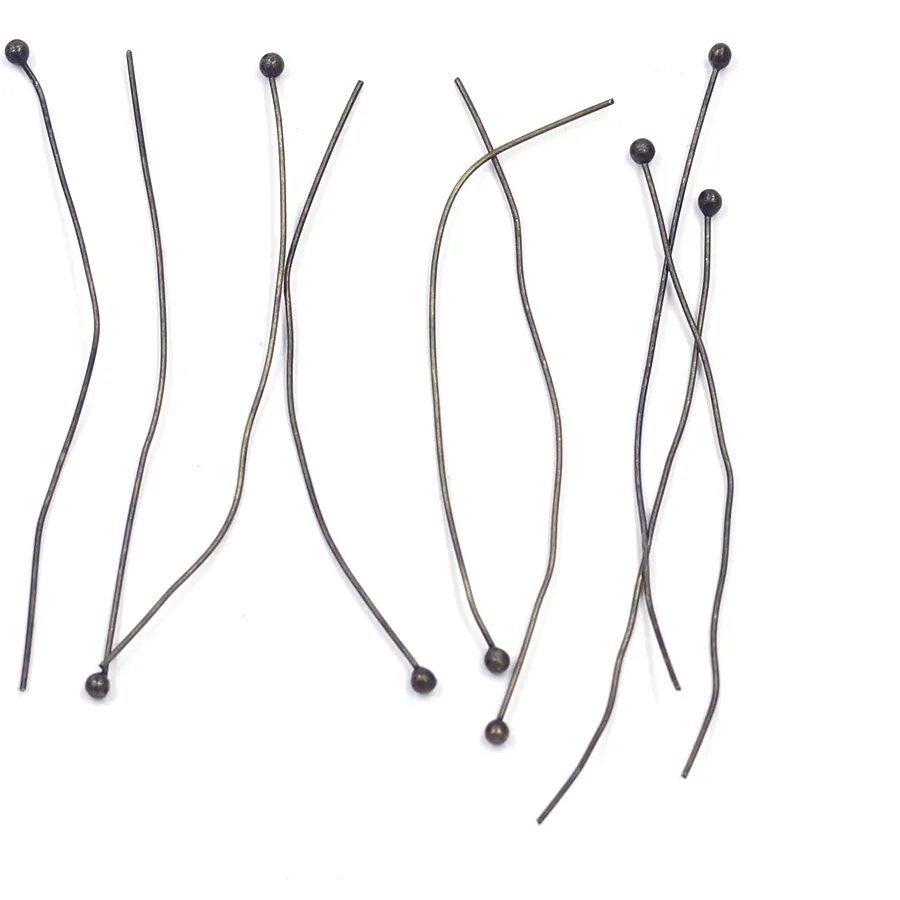 Authentic 100Pcs Copper Ball Head Pins Needles Bronze Tone For Handmade Craft Jewelry DIY Findings 50x0.5mm