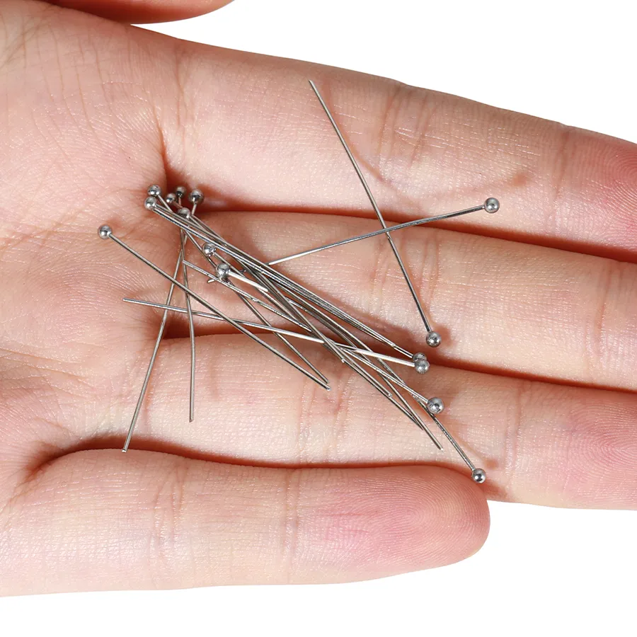 Authentic 50Pcs/lot 12 14 16 20 25 30 35 40mm 304 Gold Silver Plated Ball Head Pins Findings Jewelry Making DIY Craft Bead