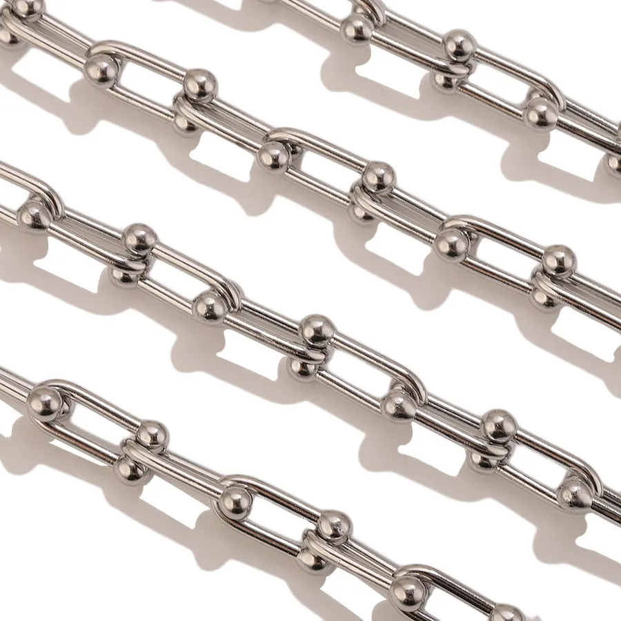 Authentic 1M Stainless Steel Ball Paperclip Link Chain Polished Waterproof Bead Necklace Chains Findings for DIY Jewelry Making Wholesale