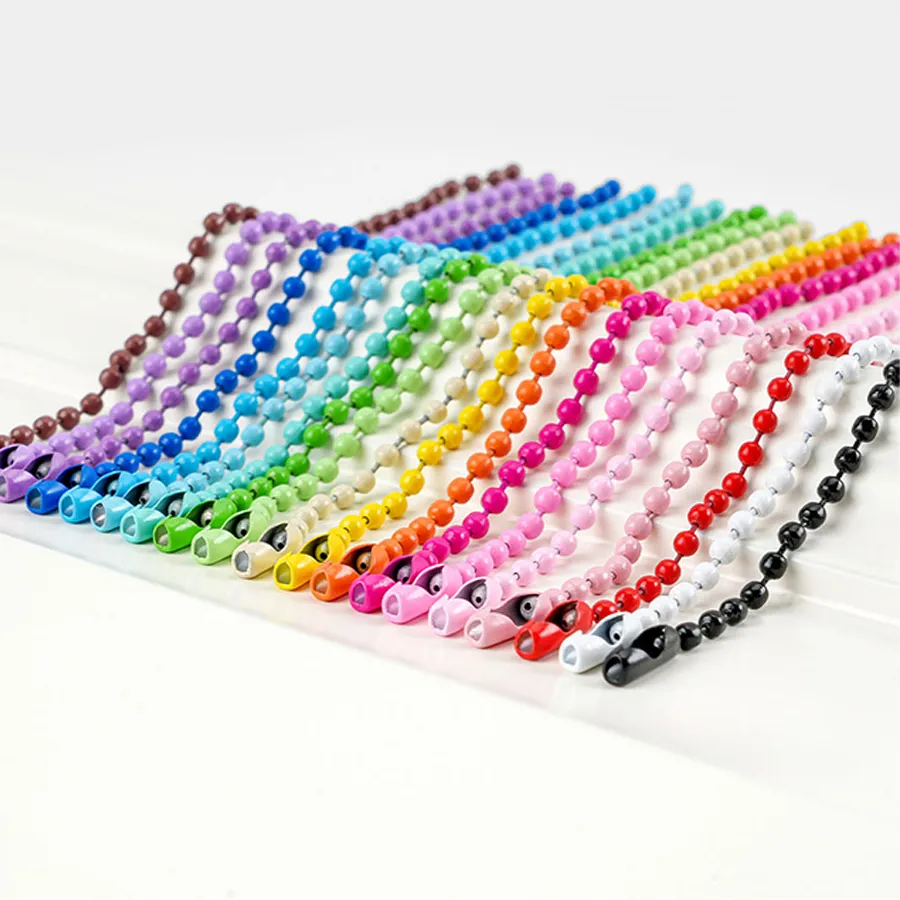 Authentic 50Pcs 12cm Colorful Metal Ball Chains Connector For Keychain DIY Label Tag Hang Chains Key Rings Jewelry Findings