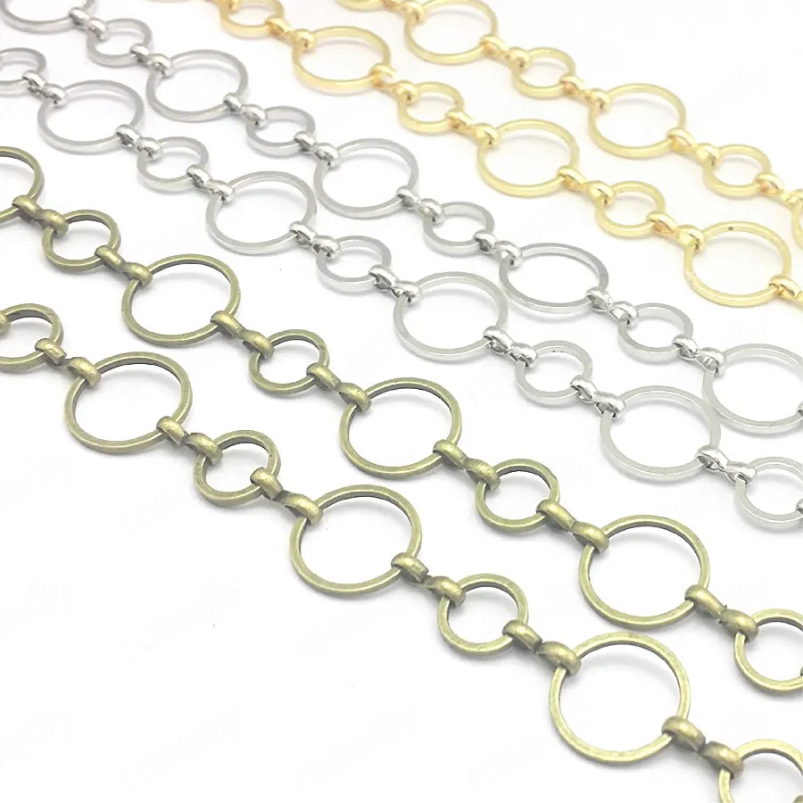 Authentic 1 Meter 12MM+8MM Round Closed Rings Link Chains Chains Handmade Necklace Chains Findings Diy Accessories