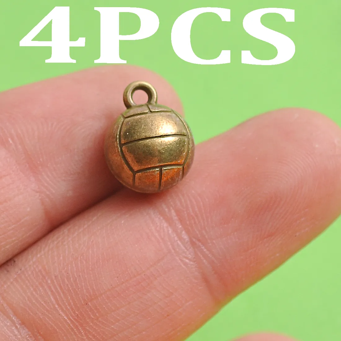 Authentic 4-Piece Set of 3D Mini Ball Charms, Vintage Two-Tone Football and Volleyball Pendants, Suitable for DIY Bracelets, Necklaces, and Earrings, Sports-Style Handmade Beaded Decoration Accessories