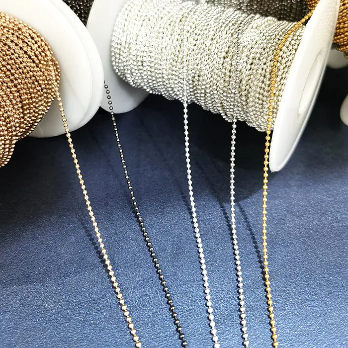 Authentic No Fade 2meters 1/1.2/1.5mm Beaded Ball Chain Copper Chains for DIY Bracelet Necklace Jewelry Making Components Supplies