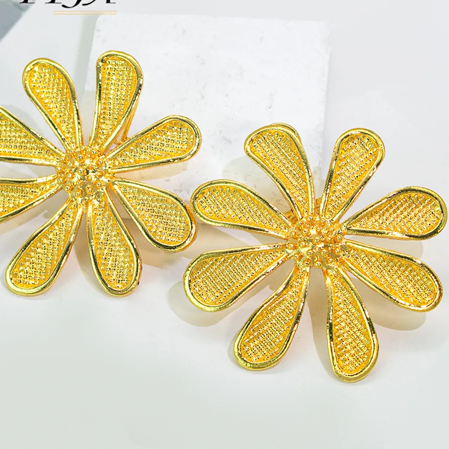 Authentic Blossoming Protection: 18K Gold Daisy Petal Earrings
