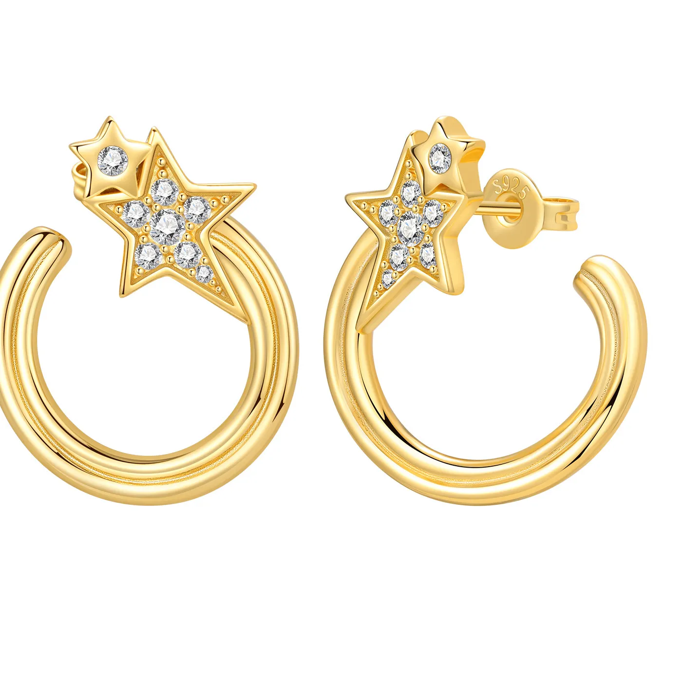 Authentic Celestial Harmony: Venus, Moon, and Sun Stud Earrings