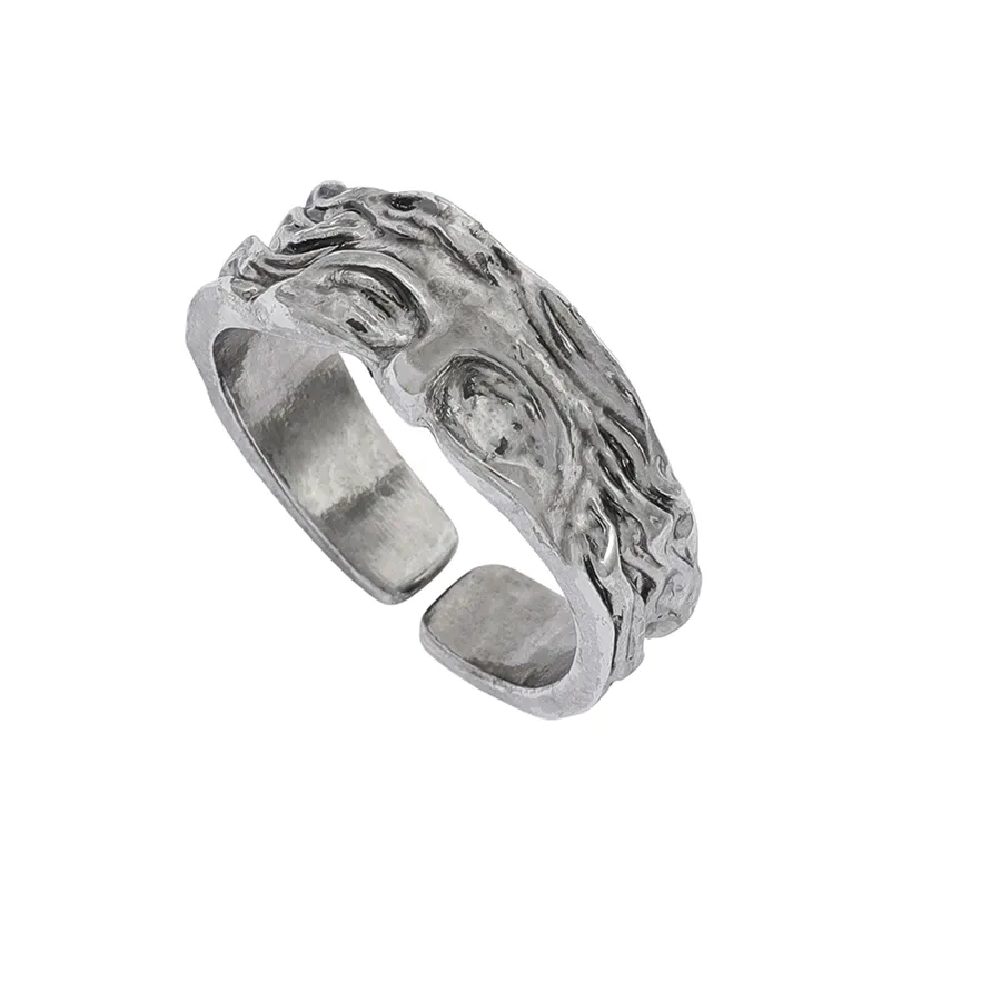 Authentic Retro Punk Creative Venus Half Mask Design Ring for Men Vintage Engraved Open Adjustable Ring Stylish Jewelry Holiday Gift