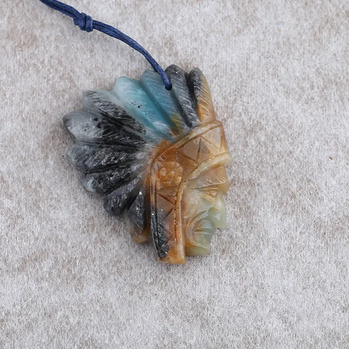 Authentic Natural Amazonite Indian Avatar Pendant Beads for Jewelry Making, Handmade Natural stones beads