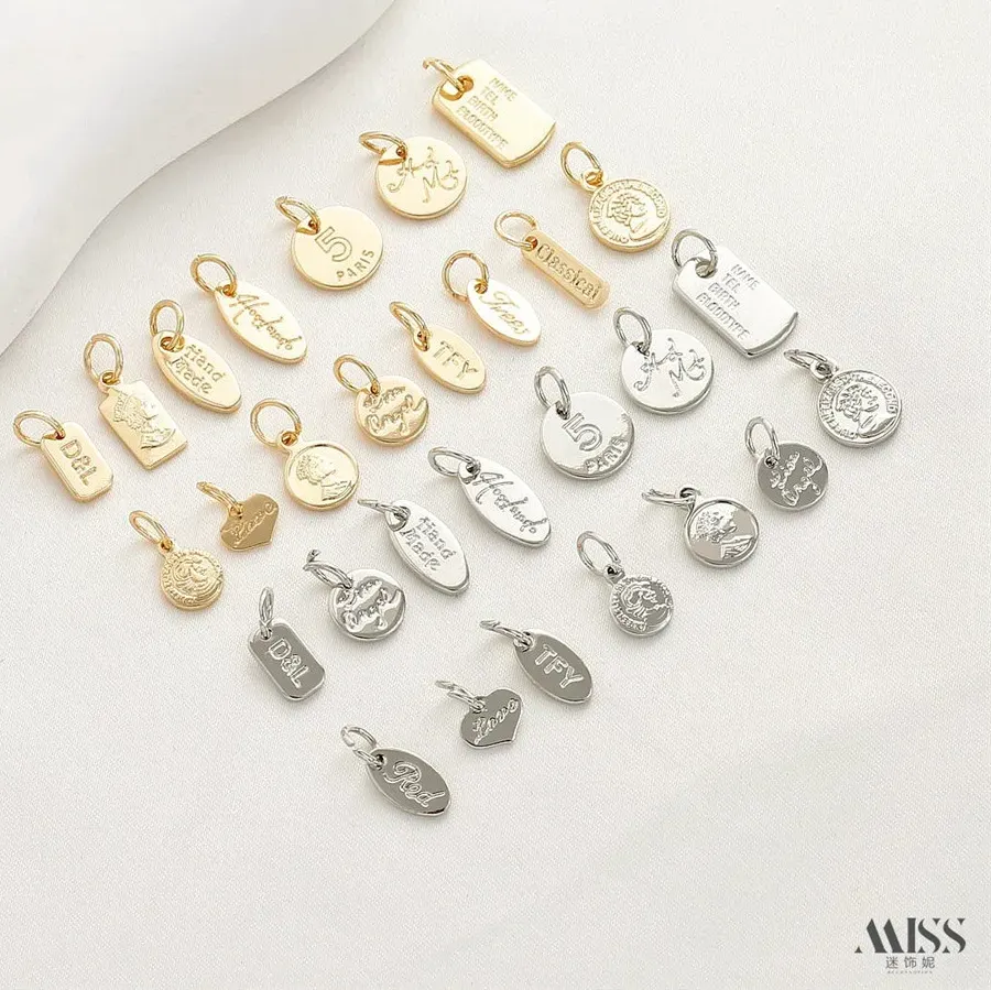 Authentic 14K Package Gold Color Preserved English Letter Retro Avatar Pendant DIY Bracelet Necklace Extension Chain Tail Chain Accessorie