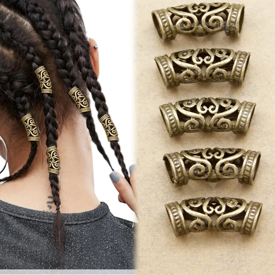 Authentic 5X Norse Viking Swirl Beard Bead Rasta Dreadlocks Braid Head Hair Clip Pin Accessories Christmas Headband Headdress Jewelry