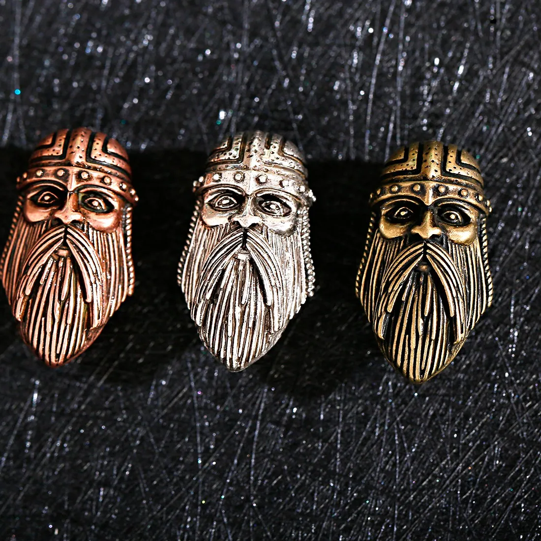 Authentic 1Pcs Long Beard Accessories Diy Craft Skull Bead Making For Jewelry Punk Handmade Spacer Bead Three Color