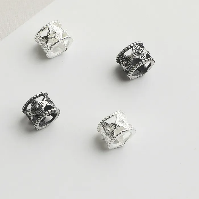 Authentic 1pc 925 Sterling Silver Hollow Flower Big Hole Loose Beads 6x4.8mm Bracelets Beards Necklace Silver Bead Spacers diy Jewelrys