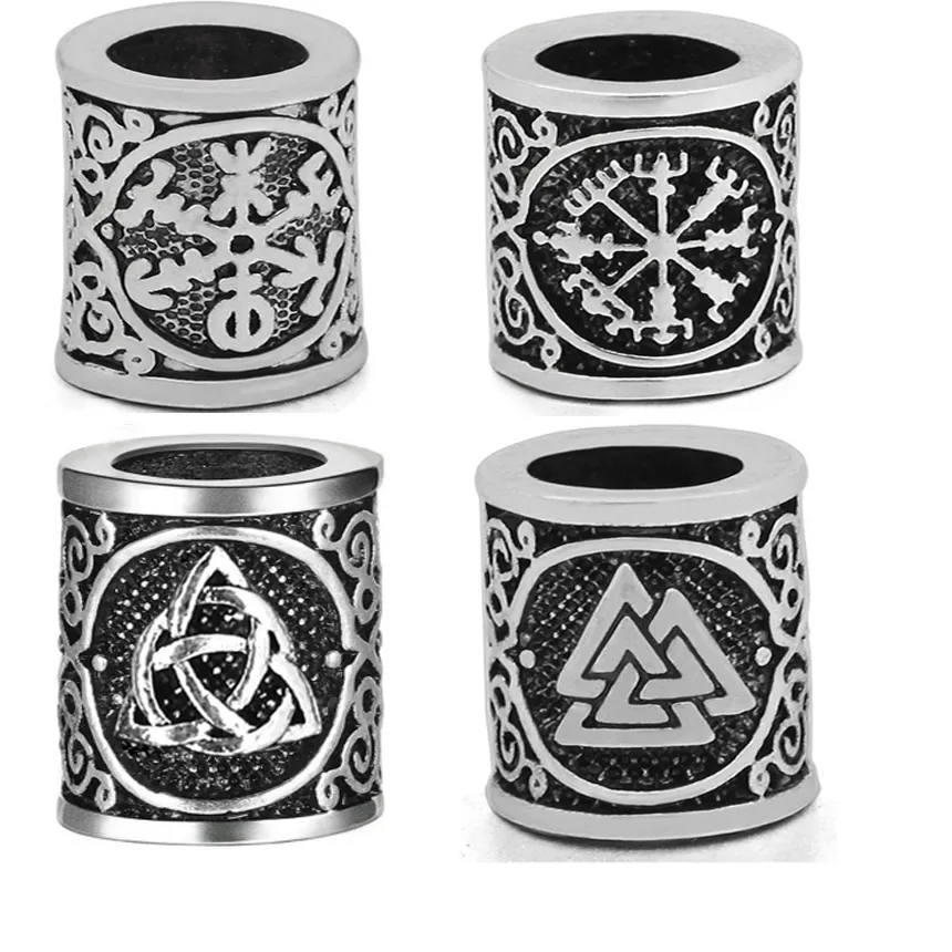 Authentic 5Pieces Viking Beads Hair Braid Beard Dreadlock Beads 8Mm Hole Jewelry Bracelet Making Bead Diy Accessorries