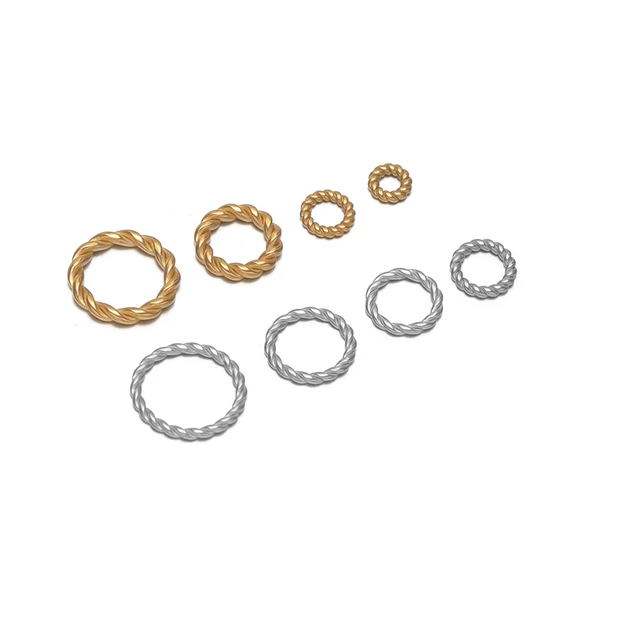 Authentic 20-50pcs 18K Gold Stainless Steel Twist Rope Circle Connectors Closed Jump Rings DIY Necklace Jewelry Findings Earrings Making